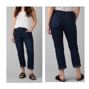 Prana buxton jeans size 8 new deep blue dark wash boyfriend slim fit